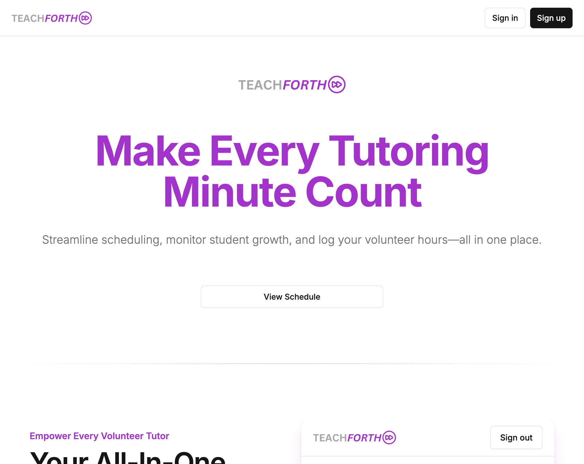 TeachForth Volunteer Dashboard